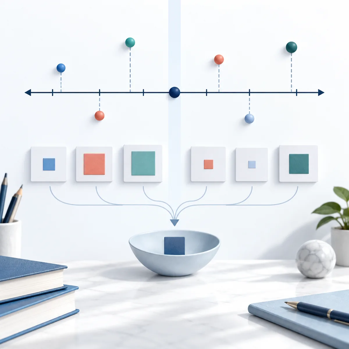 Editorial illustration of data points measured around a mean and converted into squared deviations